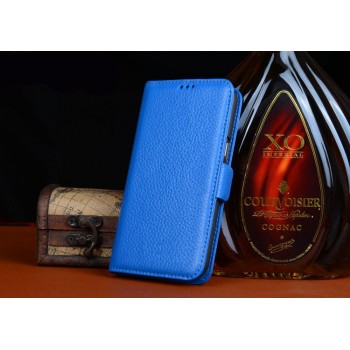Кожаный чехол портмоне (нат. кожа) для ZTE Grand S 2 Голубой