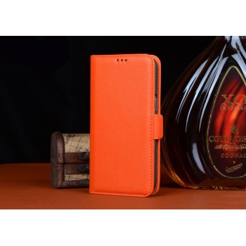 Кожаный чехол портмоне (нат. кожа) для ZTE Grand S 2 Оранжевый
