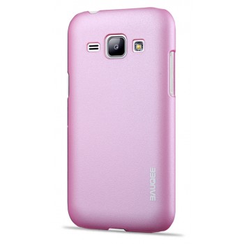 Пластиковый матовый металлик чехол для Samsung J1 Розовый