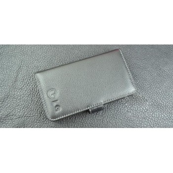 Кожаный чехол портмоне (нат. кожа) с логотипом для LG G4 Черный