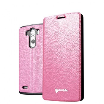 Чехол флип глянцевая зернистая кожа для LG Optimus G3 Розовый