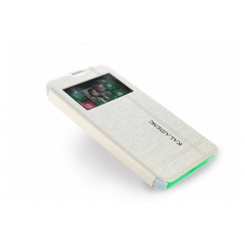 Текстурный чехол флип подставка с окном вызова на пластиковой основе для Nokia Lumia 630/635 Белый