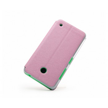 Текстурный чехол флип подставка с окном вызова на пластиковой основе для Nokia Lumia 630/635 Розовый