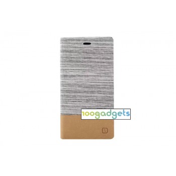 Дизайнерский чехол портмоне с тканевым покрытием подставка на силиконовой основе с внутренним карманом для ASUS Zenfone 5 Белый