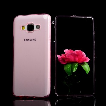 Силиконовый чехол горизонтальная книжка с пластиковой транспарентной крышкой для Samsung Galaxy A7 Розовый