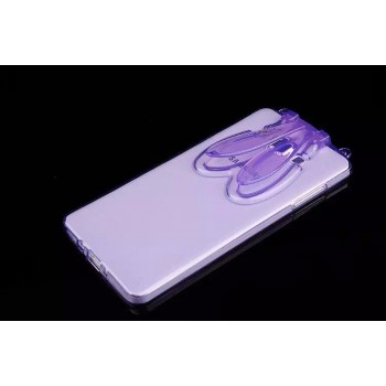 Силиконовый матовый полупрозрачный чехол с ушками и ремешком для Samsung Galaxy A7 Фиолетовый
