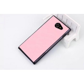 Пластиковый матовый чехол с кожаным покрытием для Sony Xperia M2 dual Розовый