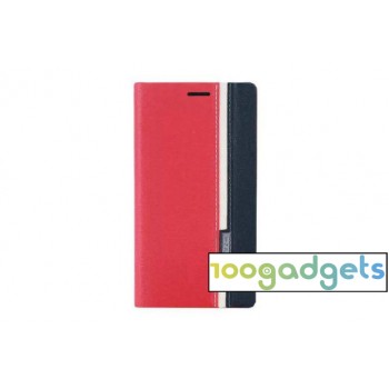 Чехол портмоне подставка на силиконовой основе дизайн Полосы для Sony Xperia M4 Aqua Красный
