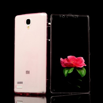 Двухмодульный силиконовый чехол горизонтальная книжка с транспарентной акриловой смарт крышкой для Xiaomi RedMi Note Розовый