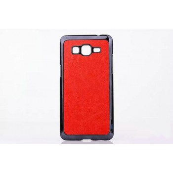 Пластиковый матовый чехол текстура Кожа для Samsung Galaxy Grand Prime Красный
