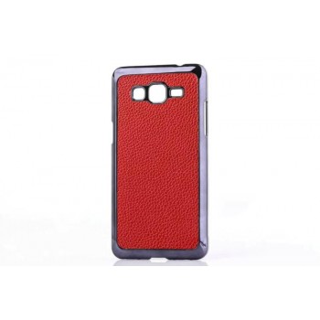 Пластиковый чехол с кожаной поверхностью для Samsung Galaxy Grand Prime Красный