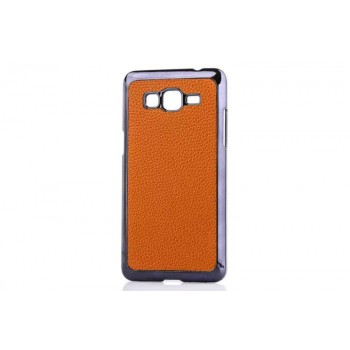 Пластиковый чехол с кожаной поверхностью для Samsung Galaxy Grand Prime Оранжевый