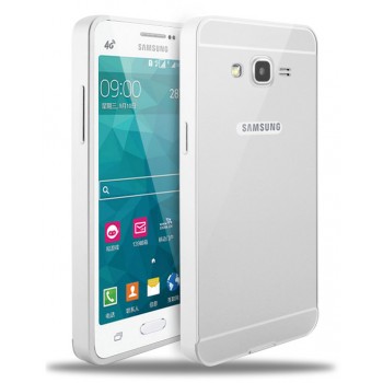 Двухкомпонентный чехол с металлическим бампером и поликарбонатной накладкой для Samsung Galaxy Grand Prime Белый