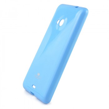 Мягкий пластиковый непрозрачный чехол с глянцевым силиконовым покрытием для Microsoft Lumia 535 Голубой