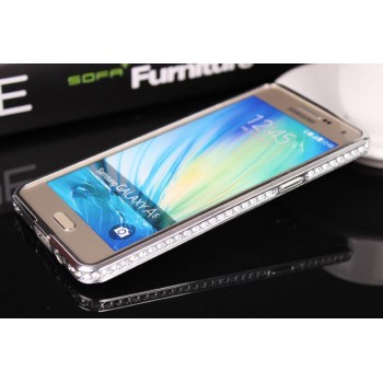 Сборный металлический бампер с аппликацией стразами для Samsung Galaxy A5 Серый