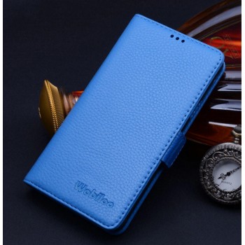Кожаный чехол портмоне (нат. кожа) для Samsung Galaxy A5 Голубой