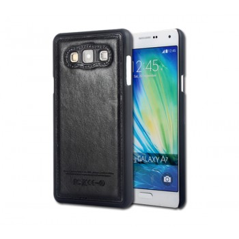 Пластиковый чехол накладка с кожаным покрытием для Samsung Galaxy A5 Черный