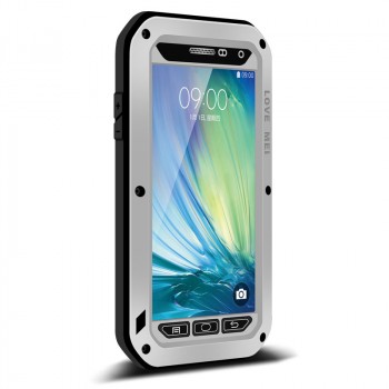 Ультрапротекторный пылеводоударостойкий чехол алюминиевый сплав/закаленное стекло/силиконовый полимер для Samsung Galaxy A5 Серый