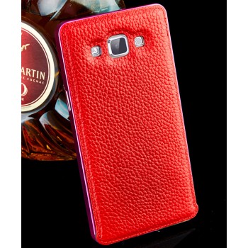 Двухкомпонентный гибридный чехол с металлическим бампером и кожаной крышкой для Samsung Galaxy A7 Красный