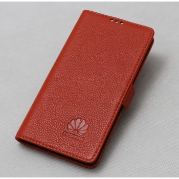 Кожаный чехол горизонтальная книжка подставка (нат. кожа) для Huawei Honor 4C Оранжевый