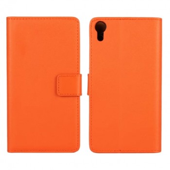 Чехол портмоне подставка с защелкой для Sony Xperia Z3+ Оранжевый