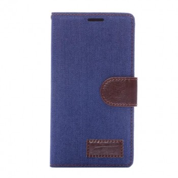 Тканевый чехол портмоне подставка с защелкой для Sony Xperia Z3+ Синий