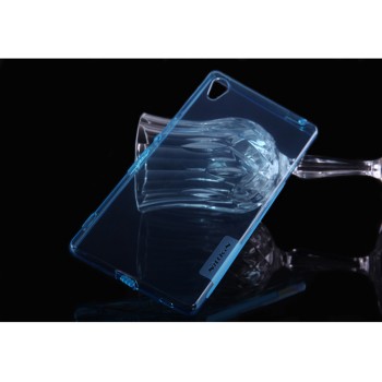 Силиконовый матовый полупрозрачный премиум чехол с защитными клапанами и нескользящими гранями для Sony Xperia Z3+ Голубой