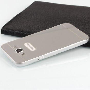 Двухкомпонентный чехол с металлическим бампером и поликарбонатной накладкой для Samsung Galaxy E5 Серый