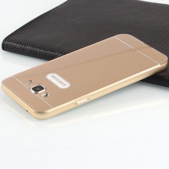 Двухкомпонентный чехол с металлическим бампером и поликарбонатной накладкой для Samsung Galaxy E5 Бежевый