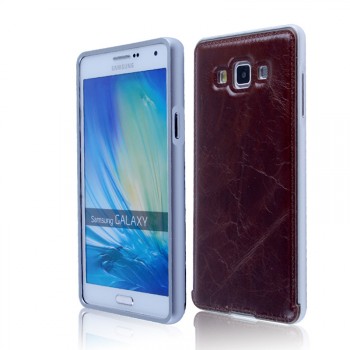 Двухкомпонентный чехол с металлическим бампером и кожаной крышкой для Samsung Galaxy E5