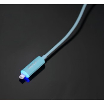 Зарядный кабель lightning 1.1 m с LED индикацией процесса заряда Голубой