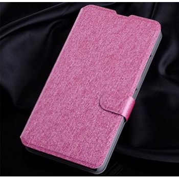 Текстурный чехол портмоне подставка на пластиковой основе с магнитной защелкой для Microsoft Lumia 640 Розовый
