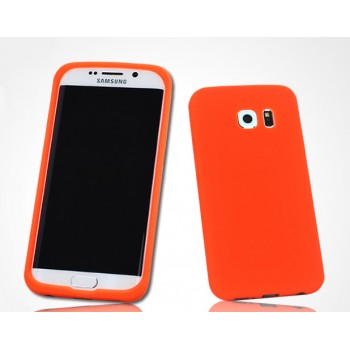 Силиконовый матовый софт-тач премиум чехол для Samsung Galaxy S6 Edge Оранжевый