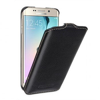 Кожаный чехол вертикальная книжка (нат. кожа) для Samsung Galaxy S6 Edge
