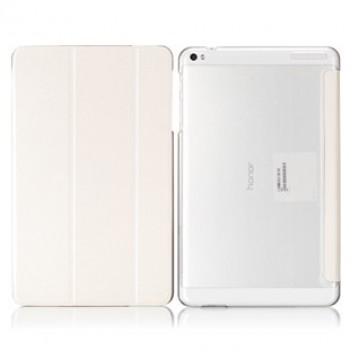 Чехол флип подставка сегментарный на транспарентной поликарбонатной основе для Huawei MediaPad T1 10.0 Белый