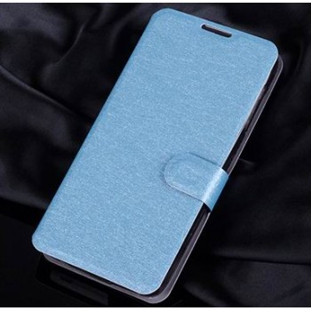Текстурный чехол портмоне подставка на силиконовой основе с магнитной защелкой для Alcatel One Touch Idol 3 (4.7) Голубой