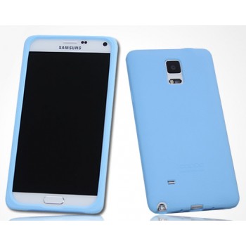 Силиконовый матовый софт-тач премиум чехол для Samsung Galaxy Note 4 Голубой