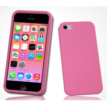 Силиконовый матовый софт-тач премиум чехол для Iphone 5c Розовый