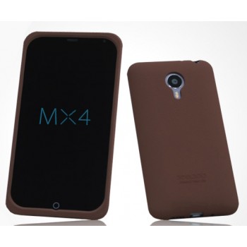 Силиконовый матовый софт-тач премиум чехол для Meizu MX4 Коричневый
