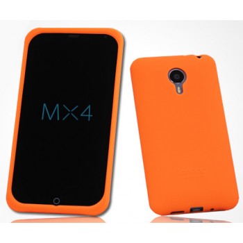 Силиконовый матовый софт-тач премиум чехол для Meizu MX4 Оранжевый