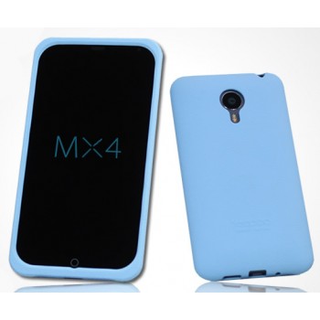 Силиконовый матовый софт-тач премиум чехол для Meizu MX4 Голубой
