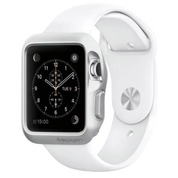 Силиконовый ударостойкий чехол с дополнительной защитой Digital Crown и задней поверхности для Apple Watch 38мм Серый