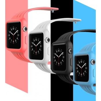 Цельный нескользящий гипоаллергенный силиконовый чехол с ремешком для Apple Watch 42м
