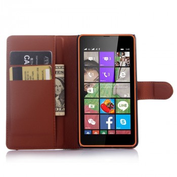 Чехол портмоне подставка с защелкой для Microsoft Lumia 540 Коричневый
