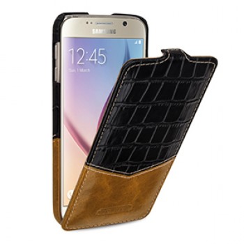 Эксклюзивный кожаный чехол книжка вертикальная (2 вида кожи) для Samsung Galaxy S6 