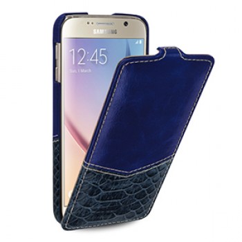 Эксклюзивный кожаный чехол книжка вертикальная (2 вида кожи) для Samsung Galaxy S6 