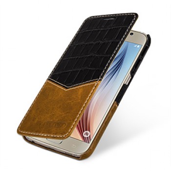 Эксклюзивный кожаный чехол горизонтальная книжка (2 вида кожи) для Samsung Galaxy S6 