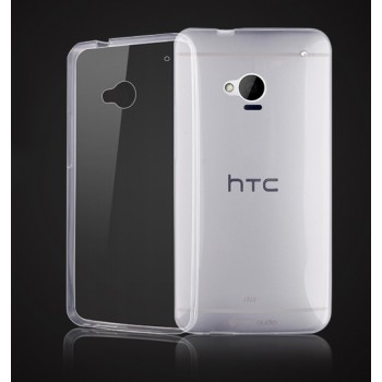 Силиконовый глянцевый транспарентный чехол для HTC One M7 (Dual SIM)
