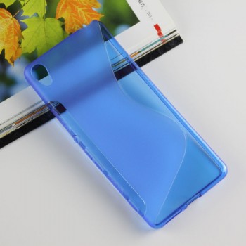 Силиконовый матовый полупрозрачный чехол с дизайнерской текстурой S для Sony Xperia XA Синий