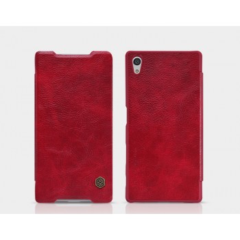 Винтажный чехол горизонтальная книжка на пластиковой основе с отсеком для карт для Sony Xperia XA  Красный
